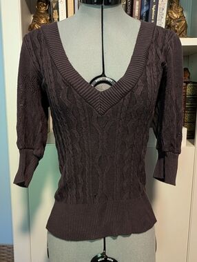 Bebe V-Neck Cable Knit Sweater